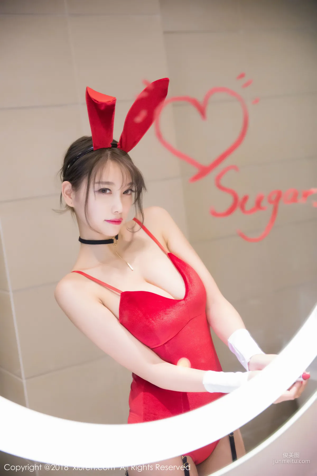 Yang Chenchen Sugar "Black Stockings Bunny Girl + Bathroom Wet Body Series" [XiuRen] No.1033 Photo Set photo 11