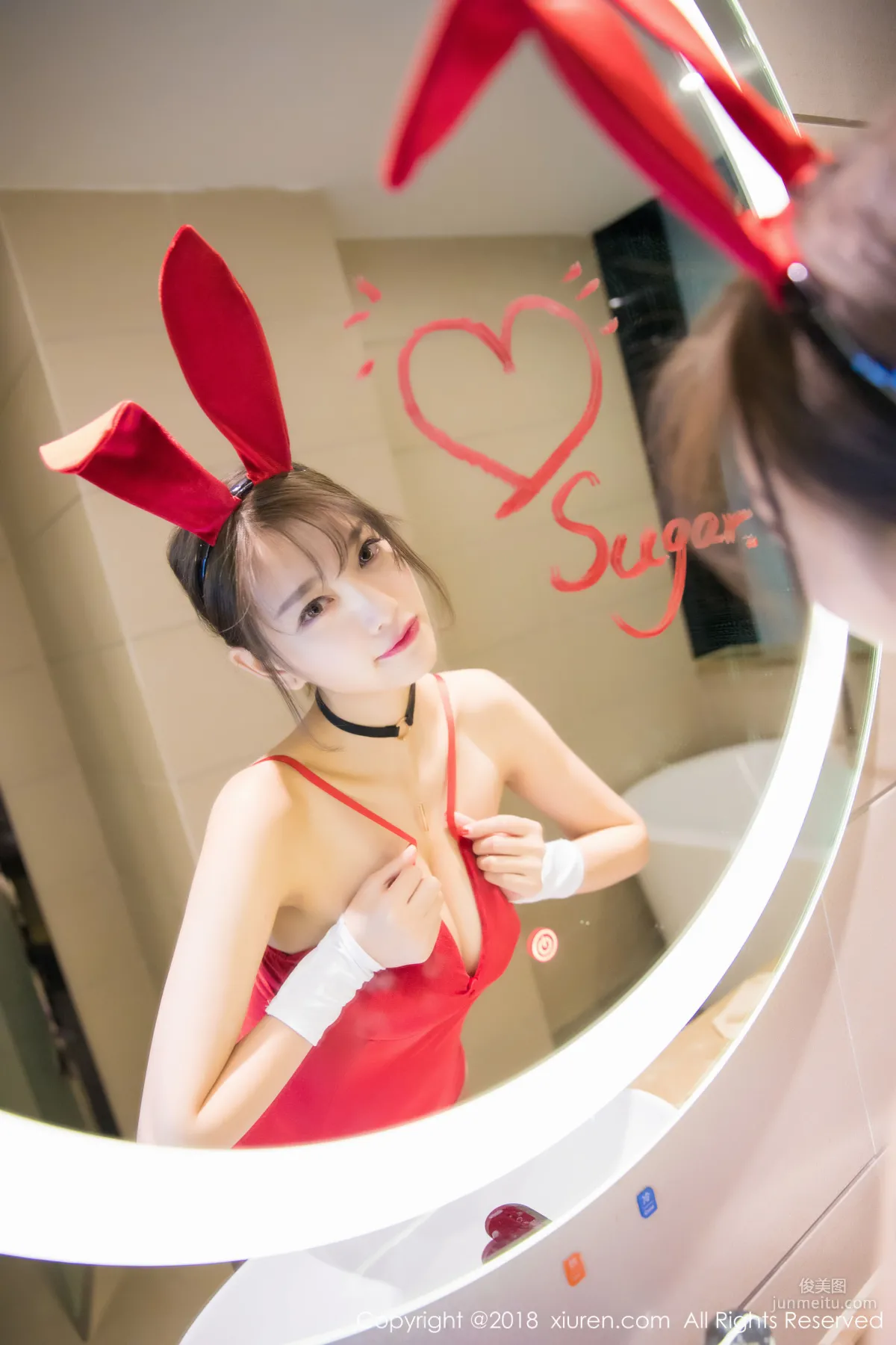 Yang Chenchen Sugar "Black Stockings Bunny Girl + Bathroom Wet Body Series" [XiuRen] No.1033 Photo Set photo 12