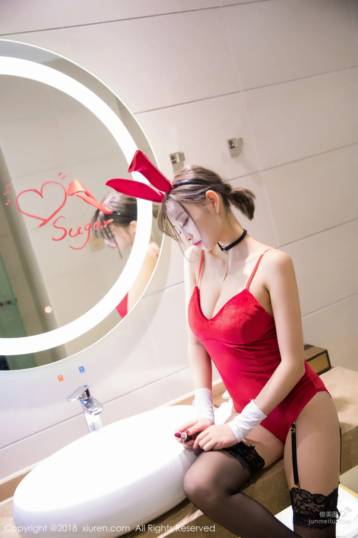 Yang Chenchen Sugar "Black Stockings Bunny Girl + Bathroom Wet Body Series" [XiuRen] No.1033 Photo Set photo 14