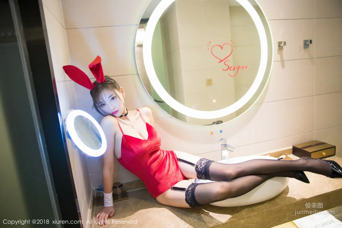 Yang Chenchen Sugar "Black Stockings Bunny Girl + Bathroom Wet Body Series" [XiuRen] No.1033 Photo Set photo 4