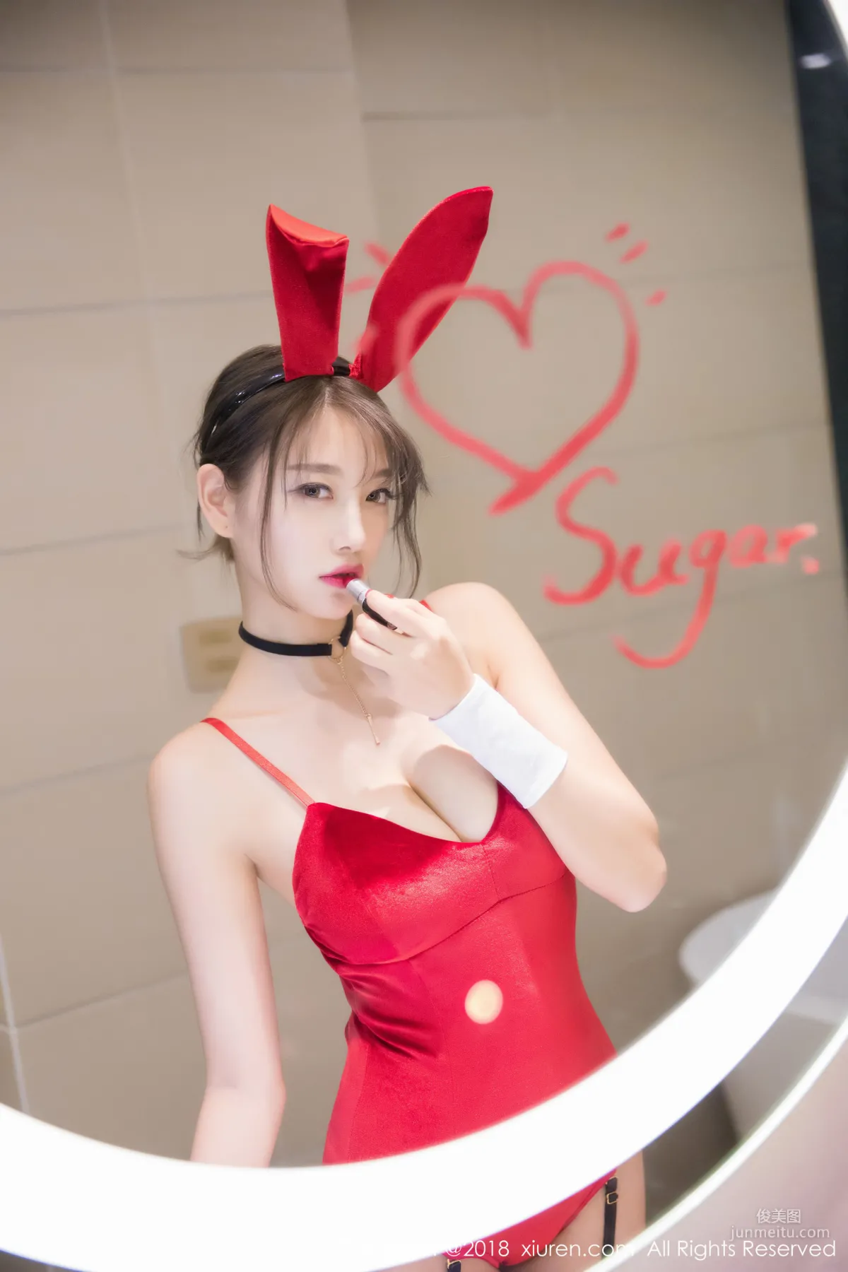Yang Chenchen Sugar "Black Stockings Bunny Girl + Bathroom Wet Body Series" [XiuRen] No.1033 Photo Set photo 9