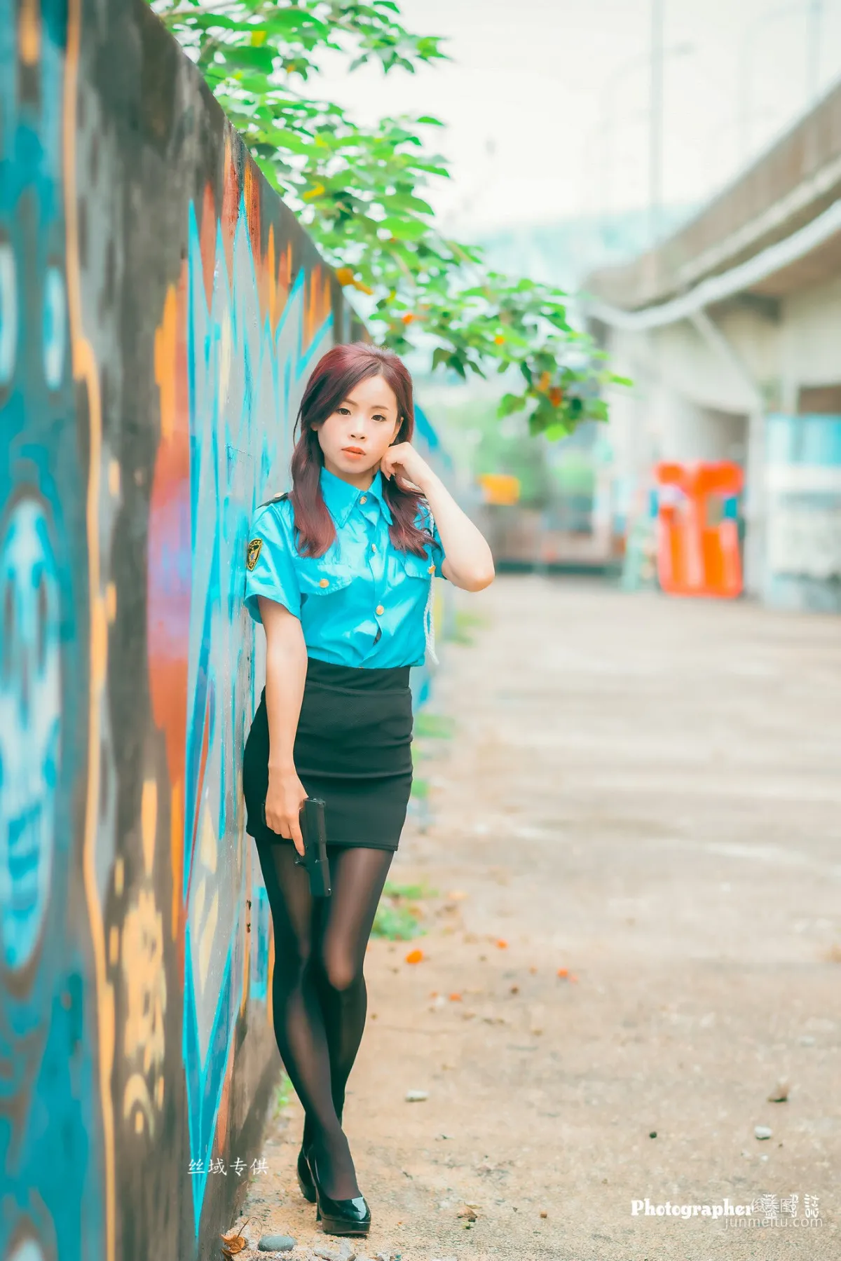 [Taiwan Beauties] Lai Xiaojing Under Zhongzhang Bridge (Female Police Officer Black Stockings) Photo Set photo 3