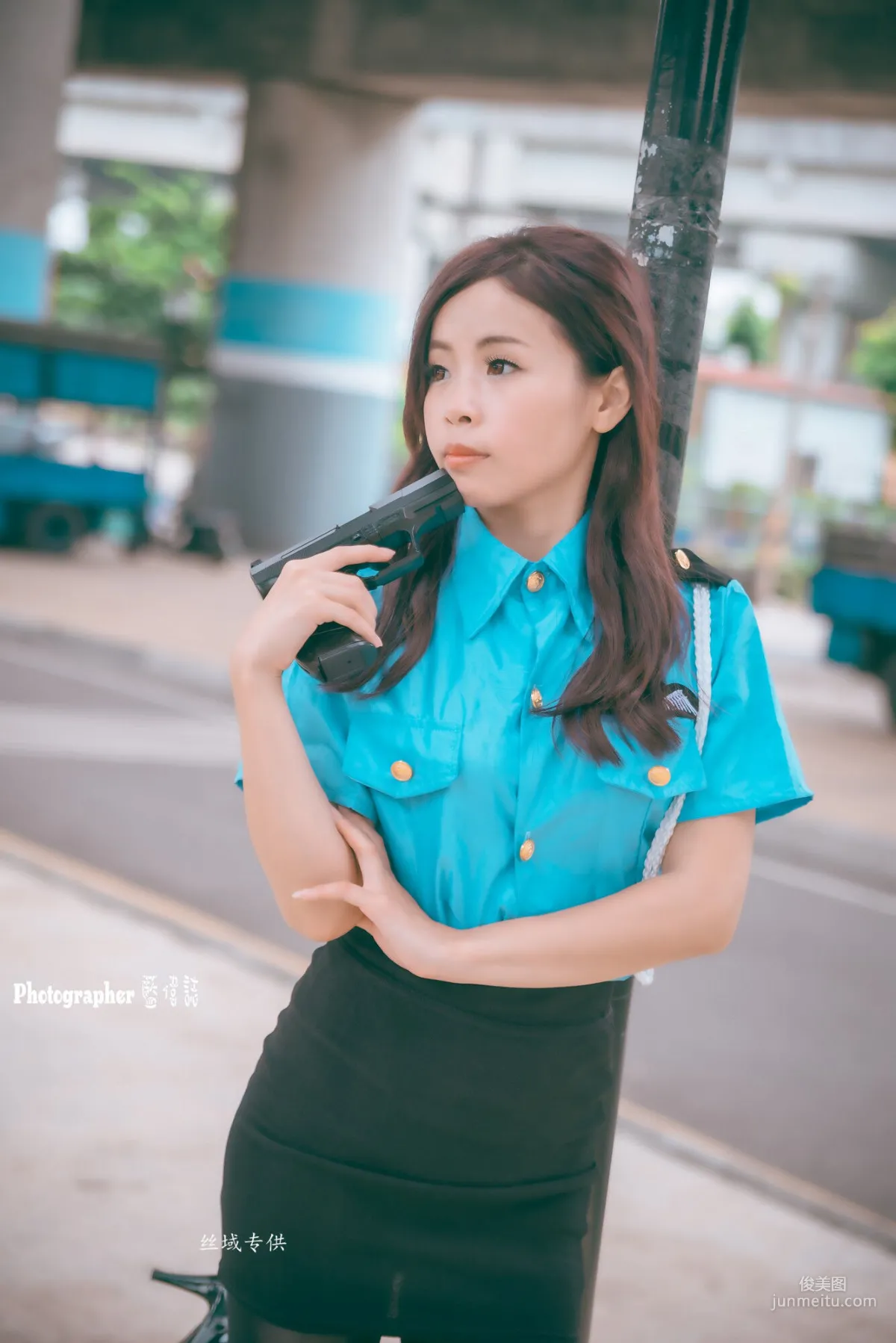[Taiwan Beauties] Lai Xiaojing Under Zhongzhang Bridge (Female Police Officer Black Stockings) Photo Set photo 44