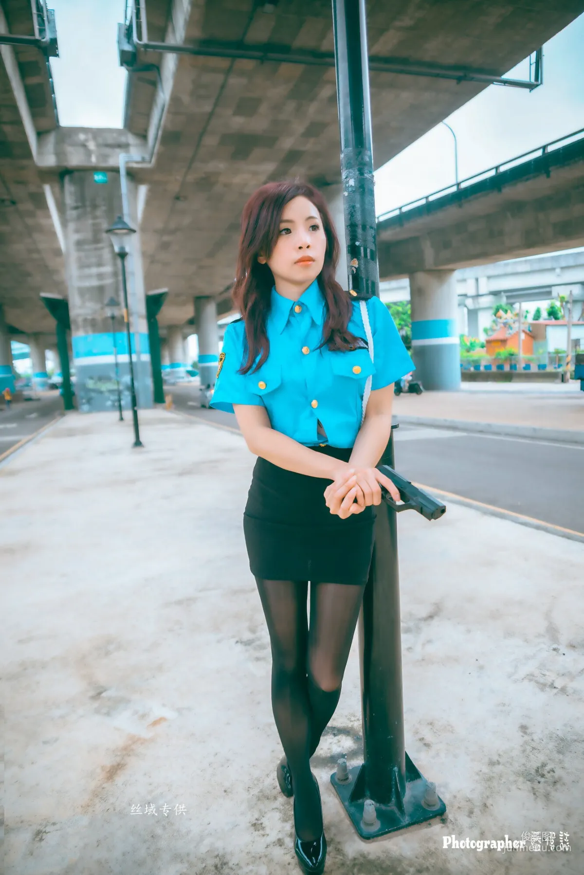 [Taiwan Beauties] Lai Xiaojing Under Zhongzhang Bridge (Female Police Officer Black Stockings) Photo Set photo 41