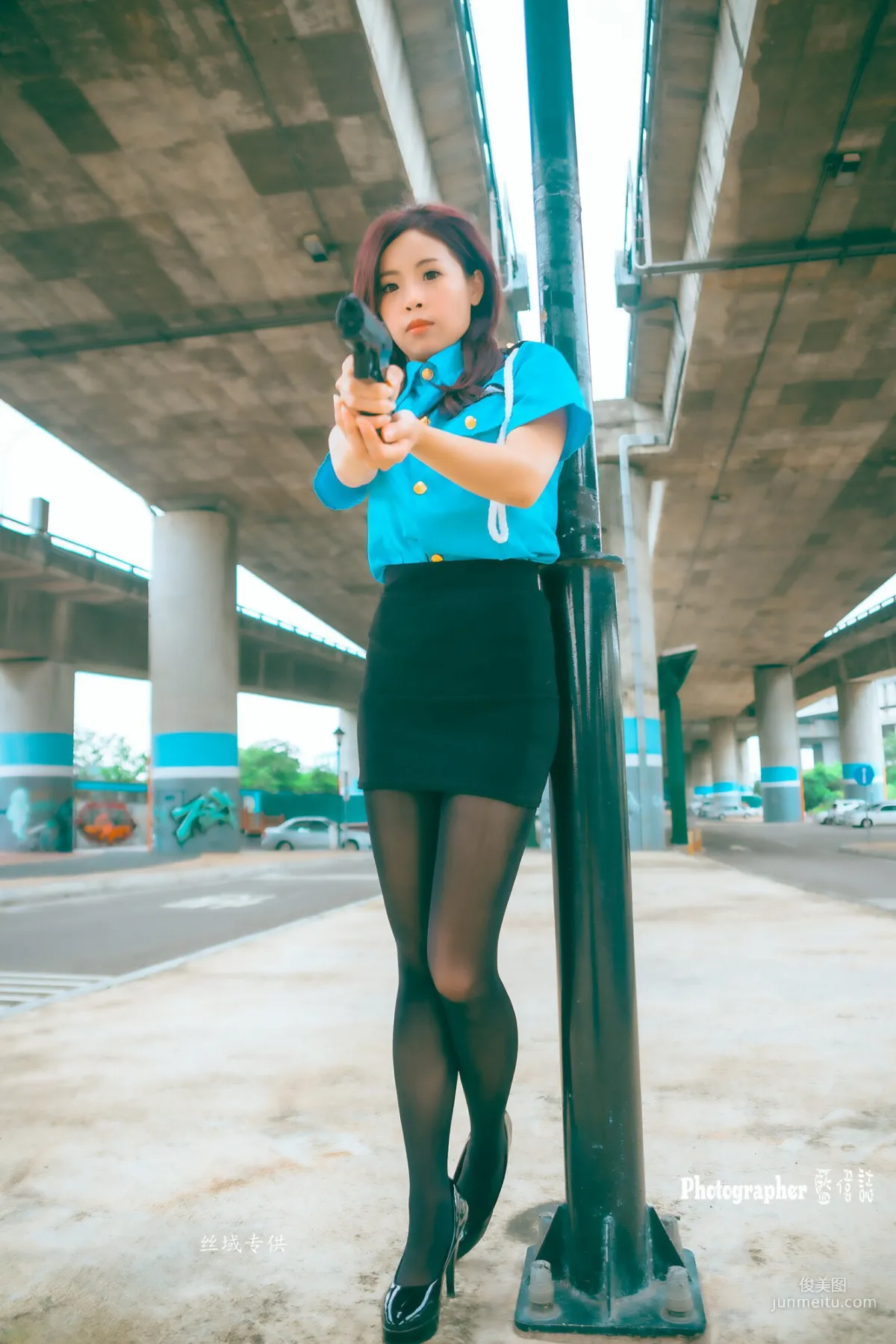 [Taiwan Beauties] Lai Xiaojing Under Zhongzhang Bridge (Female Police Officer Black Stockings) Photo Set photo 40