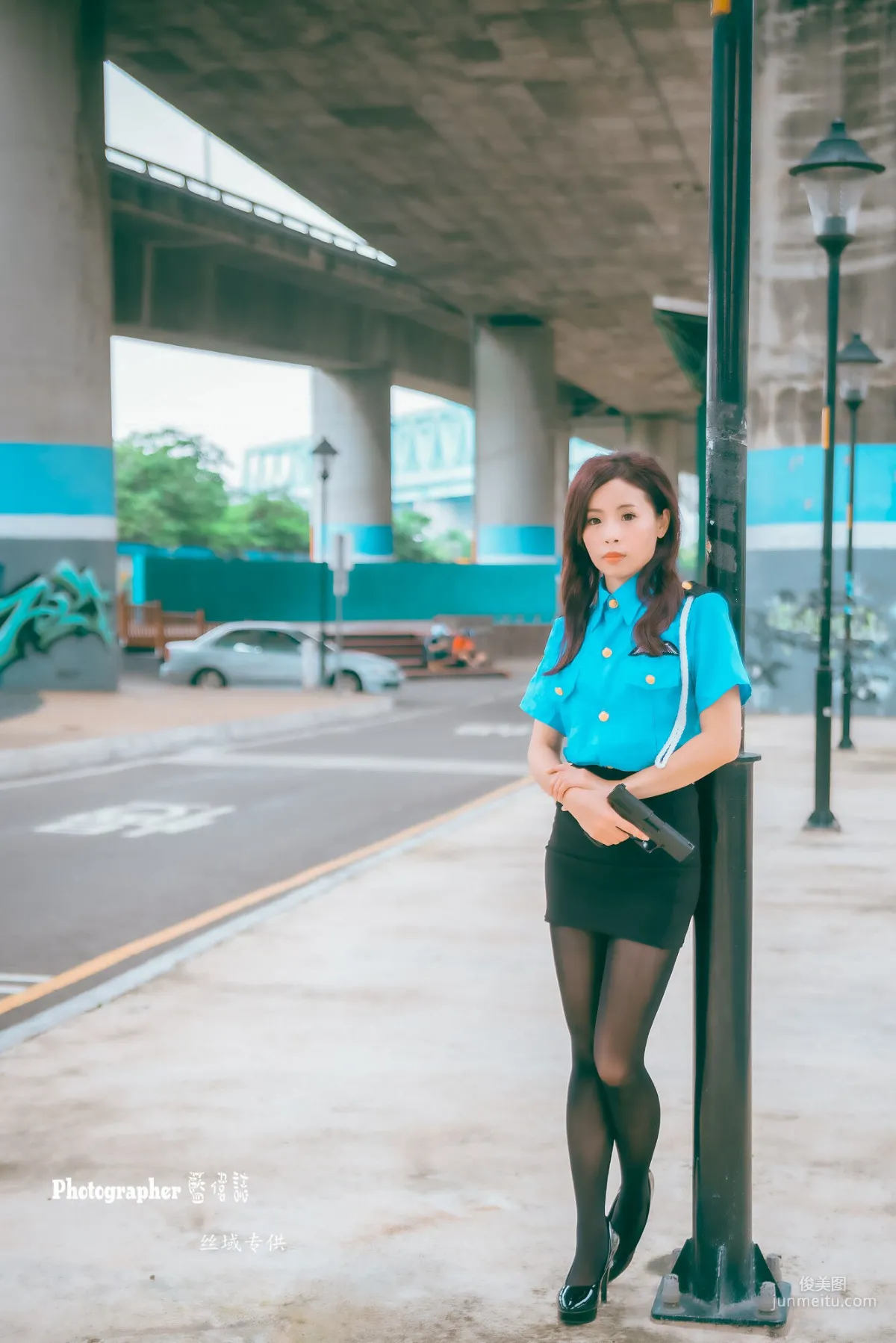 [Taiwan Beauties] Lai Xiaojing Under Zhongzhang Bridge (Female Police Officer Black Stockings) Photo Set photo 39