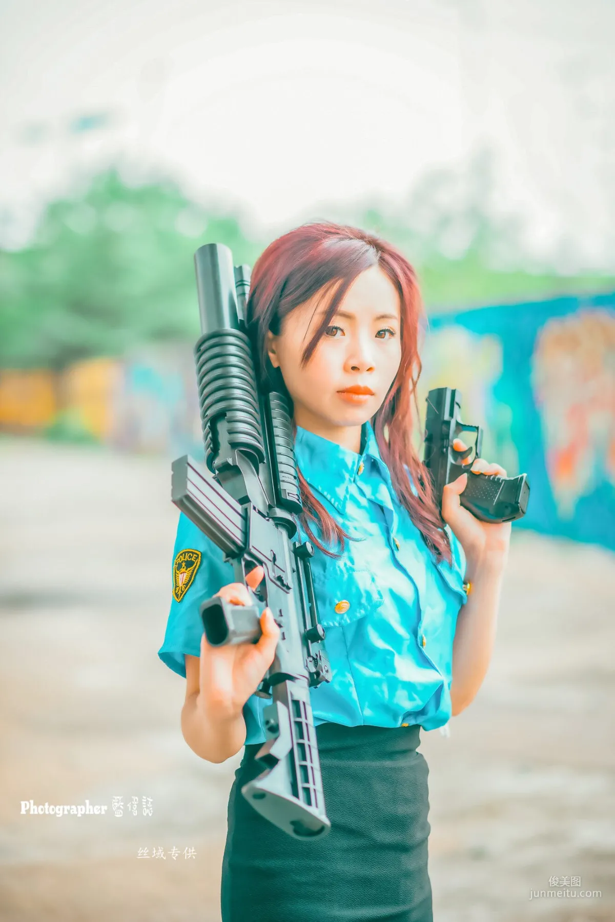 [Taiwan Beauties] Lai Xiaojing Under Zhongzhang Bridge (Female Police Officer Black Stockings) Photo Set photo 24