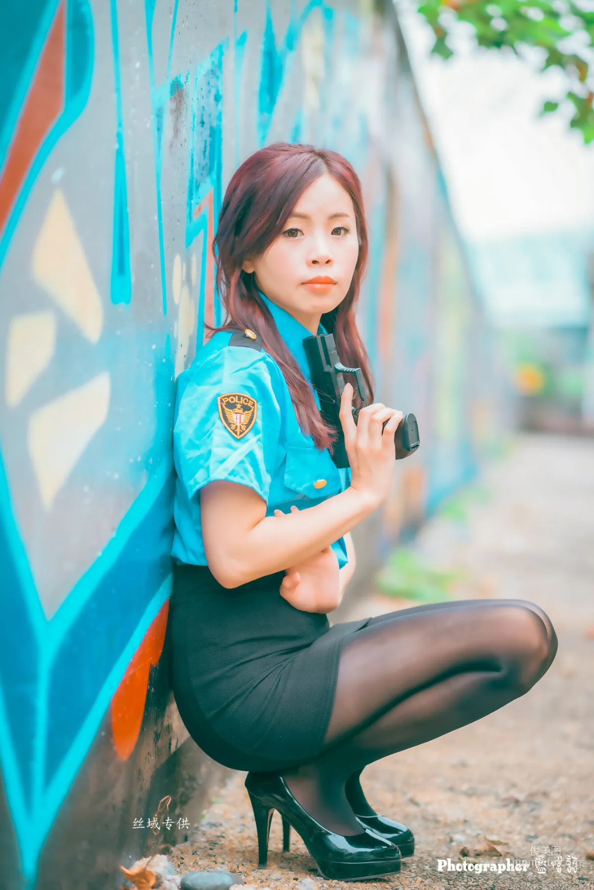 [Taiwan Beauties] Lai Xiaojing Under Zhongzhang Bridge (Female Police Officer Black Stockings) Photo Set photo 7