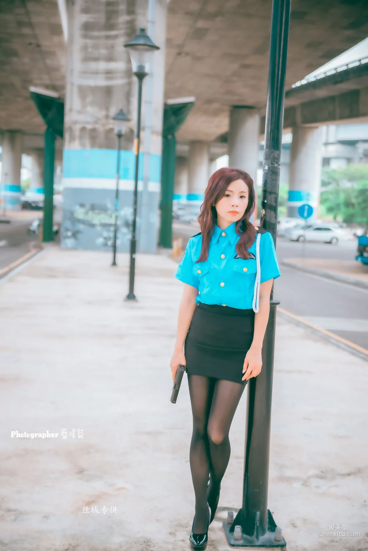 [Taiwan Beauties] Lai Xiaojing Under Zhongzhang Bridge (Female Police Officer Black Stockings) Photo Set photo 38