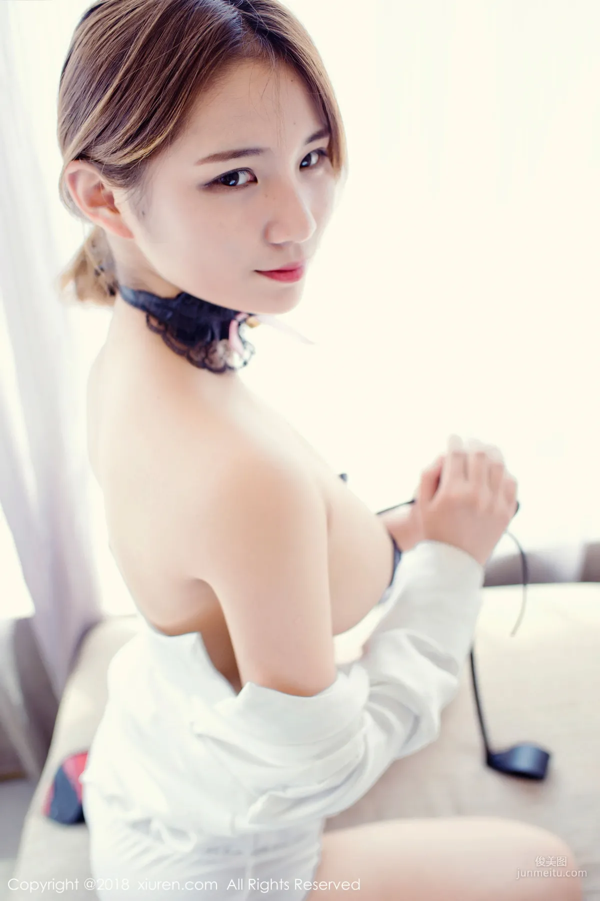Jiujiu Aimee 'Open Chest OL Stewardess Shirt + Black Fishnet Stockings' [XiuRen] No.1166 Photo Set photo 36