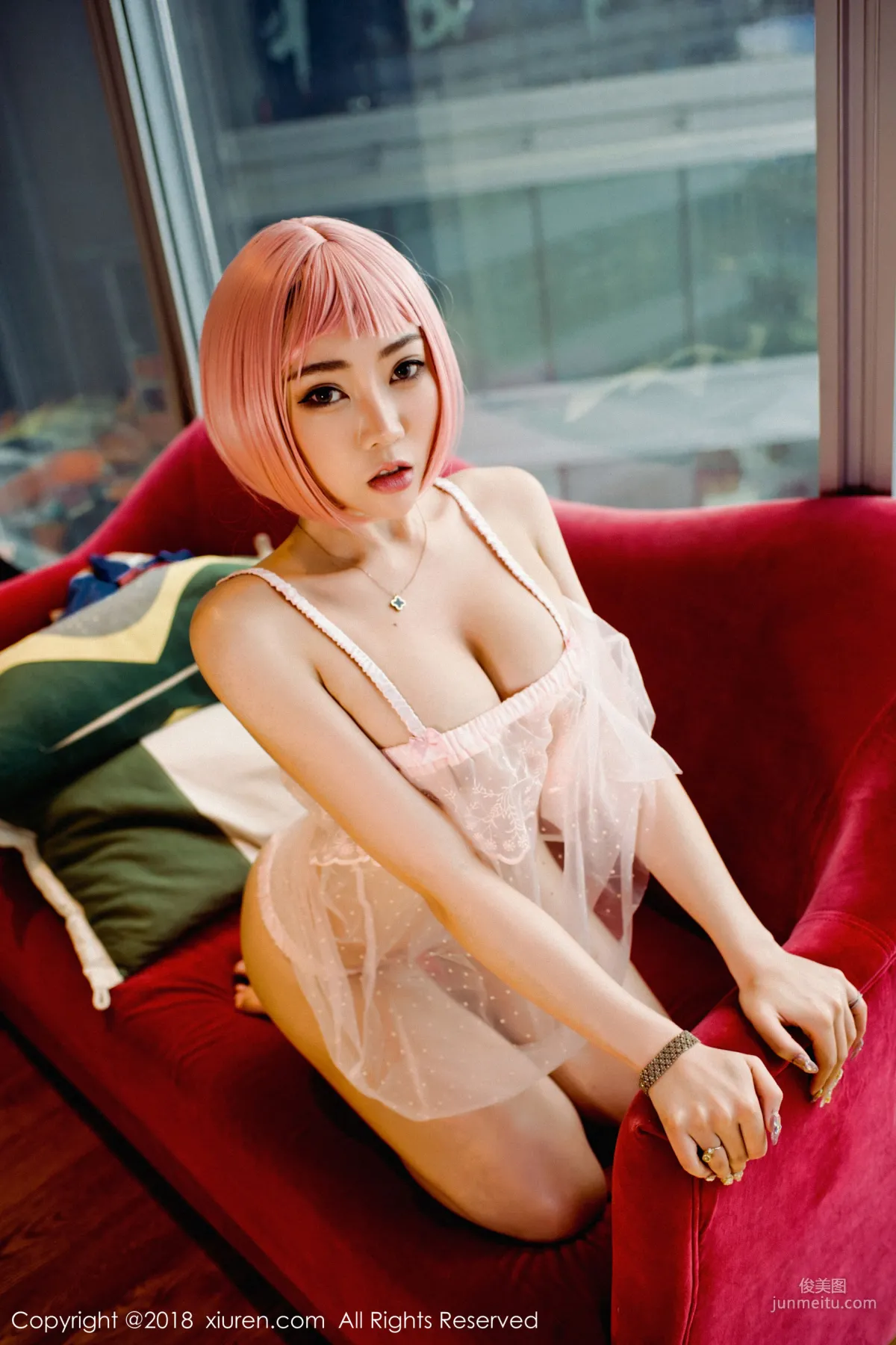 Menghanyao baby, One-Piece Bikini + Pink Transparent Camisole [XiuRen] No.1203 Photo Set photo 34