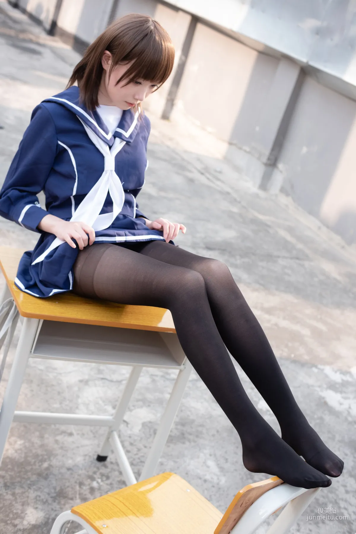 《天台黑絲水手服》 [森蘿财團] X-043 寫真集 34