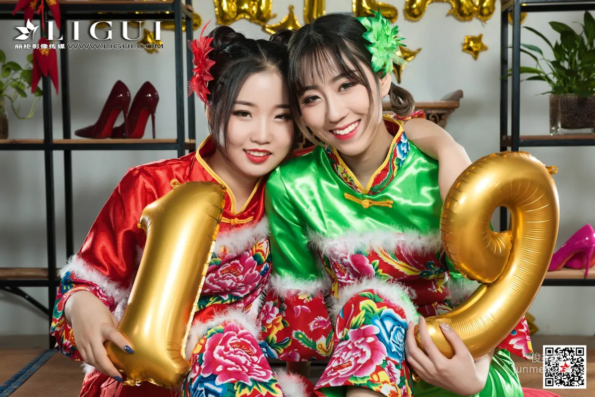 媛媛&魚妹《新春絲足福利》 [麗櫃Ligui] 網絡麗人 寫真集 51