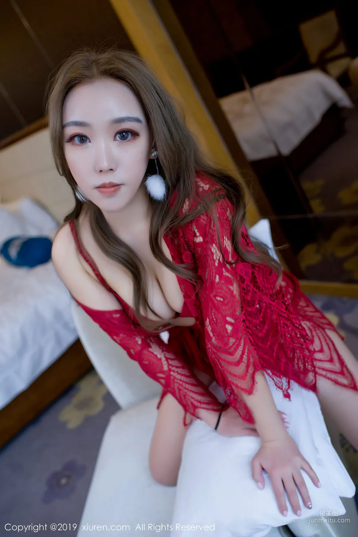 Baiyangzuo Aries, Open-Chested School Swimsuit and Red Lace New Year Pajamas [XiuRen] No.1322 Photo Set photo 29