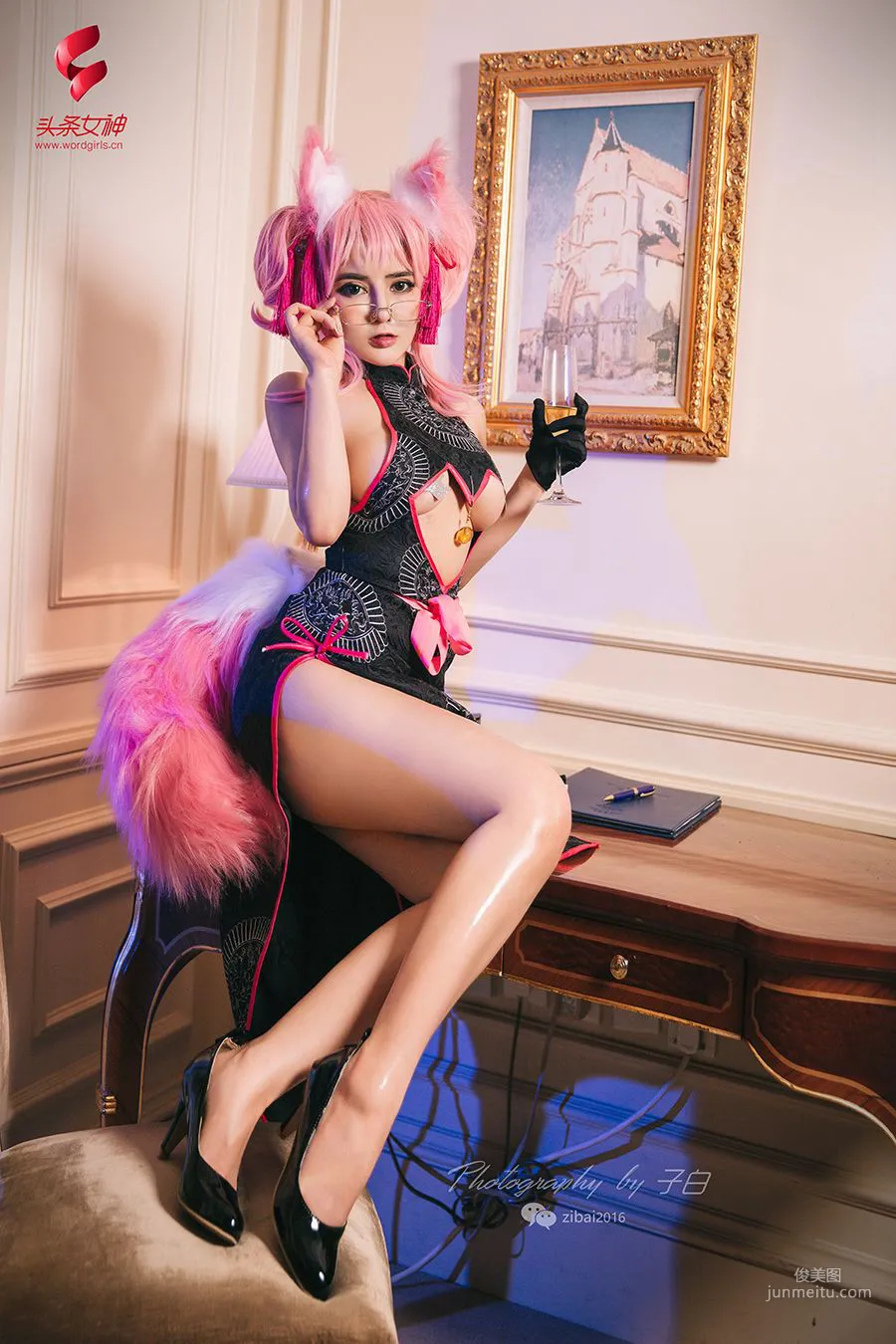 Wen Xinyi Tamamo no Mae Secretary Fox COSPLAY [TouTiao Goddess wordgirls] Photo Set photo 8
