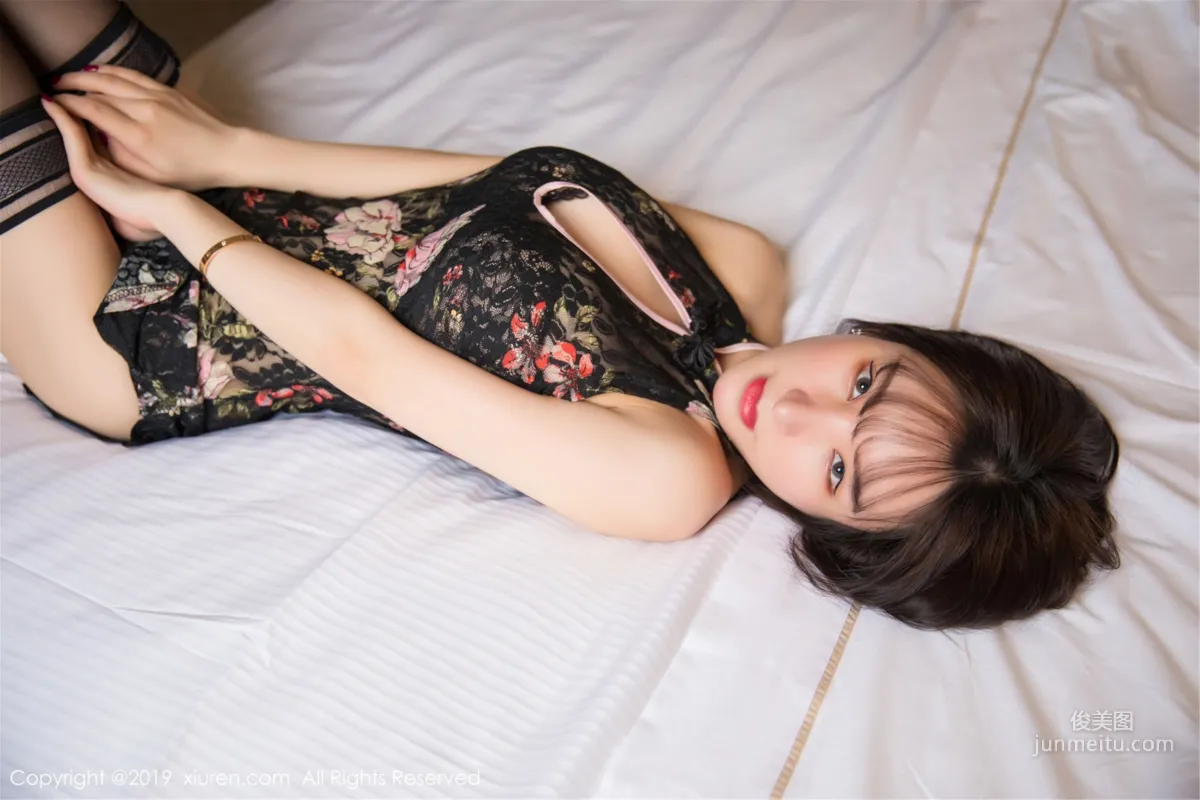 Zhou Yuxi Sandy Sexy Black Stockings + Lace Temptation [XiuRen] No.1442 Photo Set photo 24