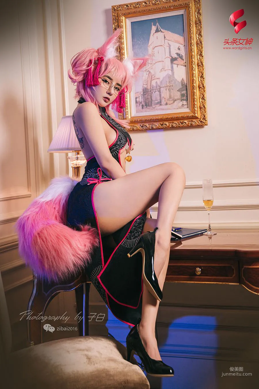 Wen Xinyi Tamamo no Mae Secretary Fox COSPLAY [TouTiao Goddess wordgirls] Photo Set photo 7
