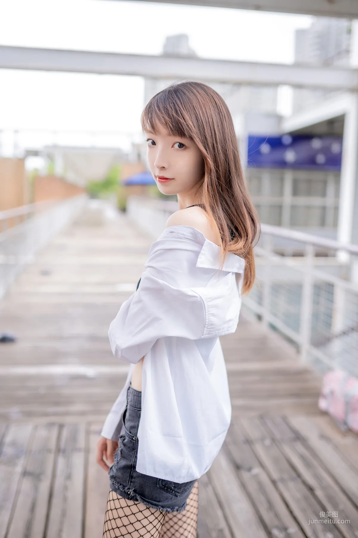 [风之领域] NO.094 超短牛仔短裤黑网袜 写真集9