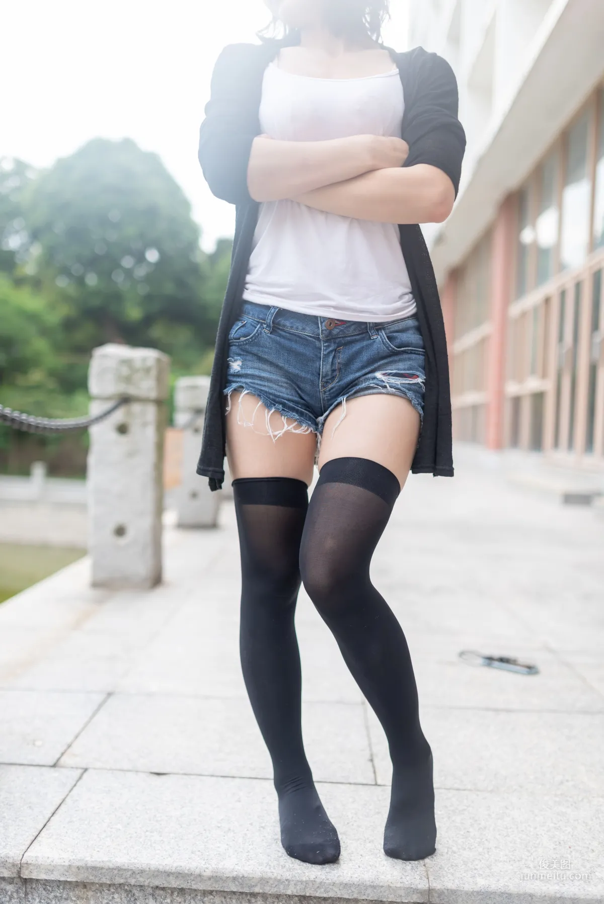 [Fengzhi Lingyu] NO.043 Black Stockings Big Bust Fashion Girl Outdoor Photo Set photo 22