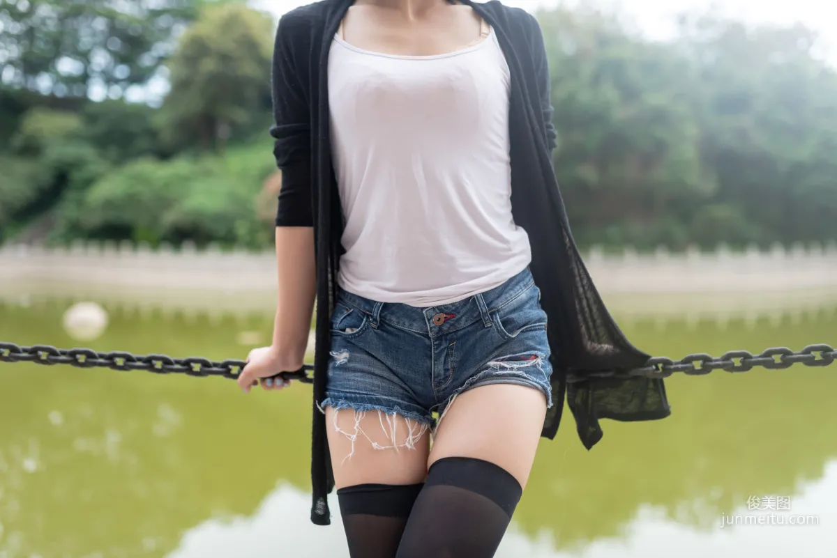 [Fengzhi Lingyu] NO.043 Black Stockings Big Bust Fashion Girl Outdoor Photo Set photo 35