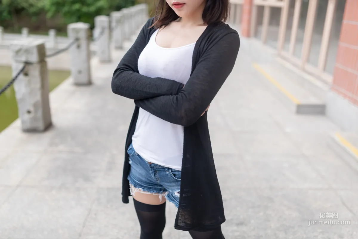 [Fengzhi Lingyu] NO.043 Black Stockings Big Bust Fashion Girl Outdoor Photo Set photo 49