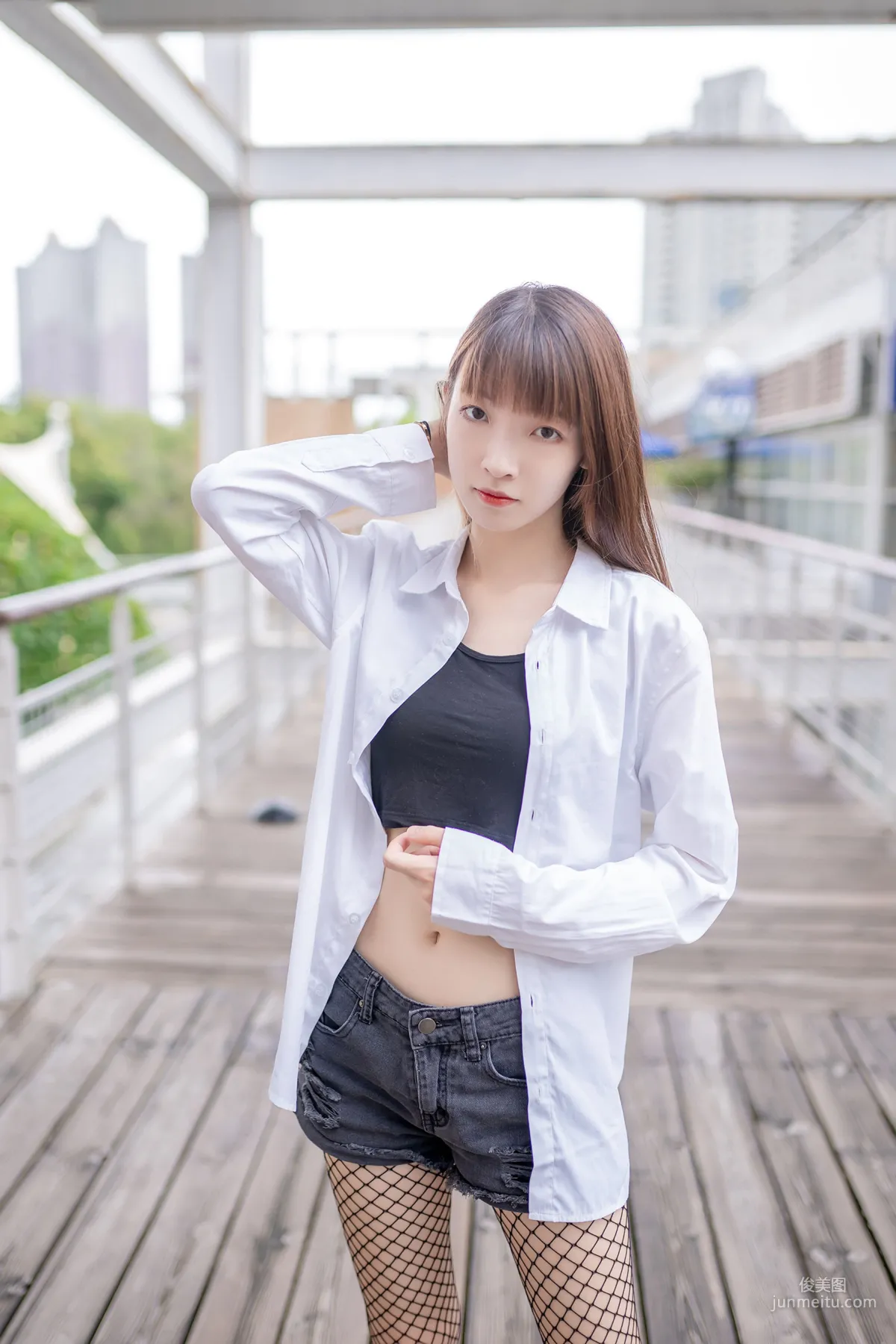[风之领域] NO.094 超短牛仔短裤黑网袜 写真集8