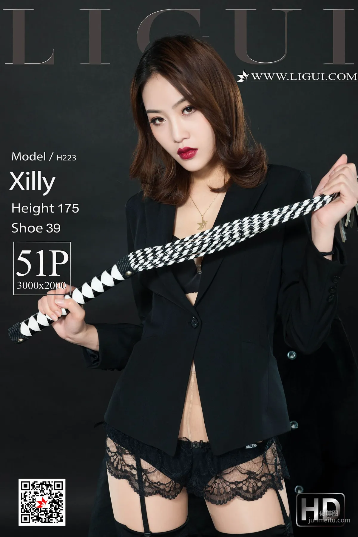 腿模Xilly《黑丝皮鞭系列》 [丽柜美束LIGUI] 网络丽人 写真集1