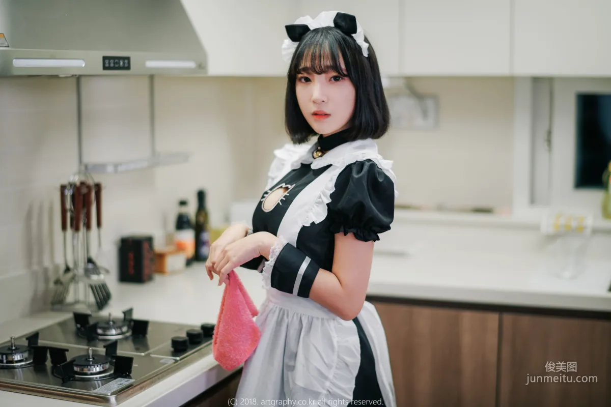 Big Bust Girl Jiang Renqing, Black Stockings Uniform + Maid Seduction [ARTGRAVIA] Photo Set photo 33