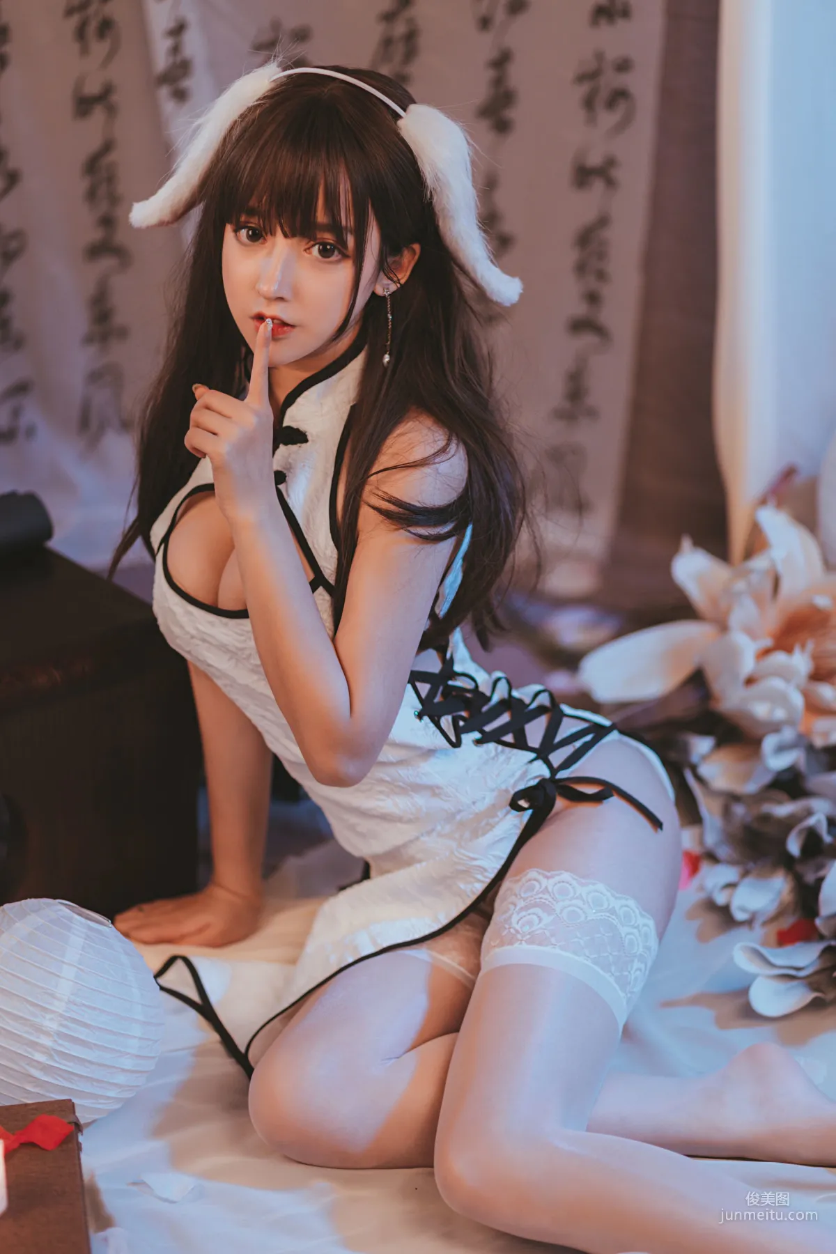 Streamer Mixianxian sama White Qipao [COSPLAY Girl] Photo Set photo 13