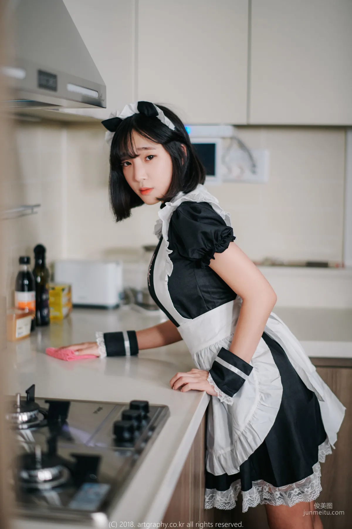 Big Bust Girl Jiang Renqing, Black Stockings Uniform + Maid Seduction [ARTGRAVIA] Photo Set photo 35