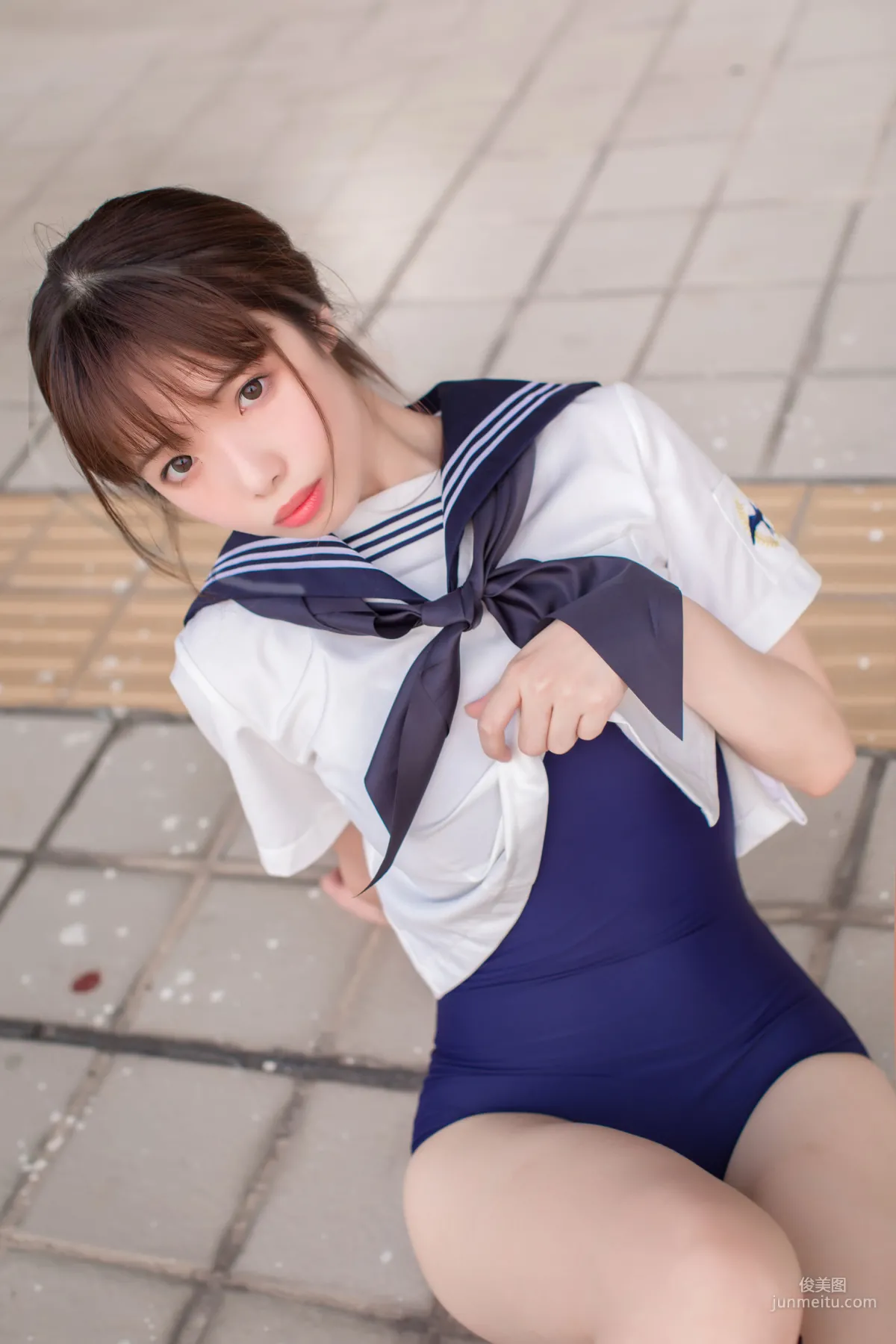 COSER Wenmei Bujiang Daoli, JK + White Stockings + School Swimsuit [COSPLAY] Photo Set photo 16