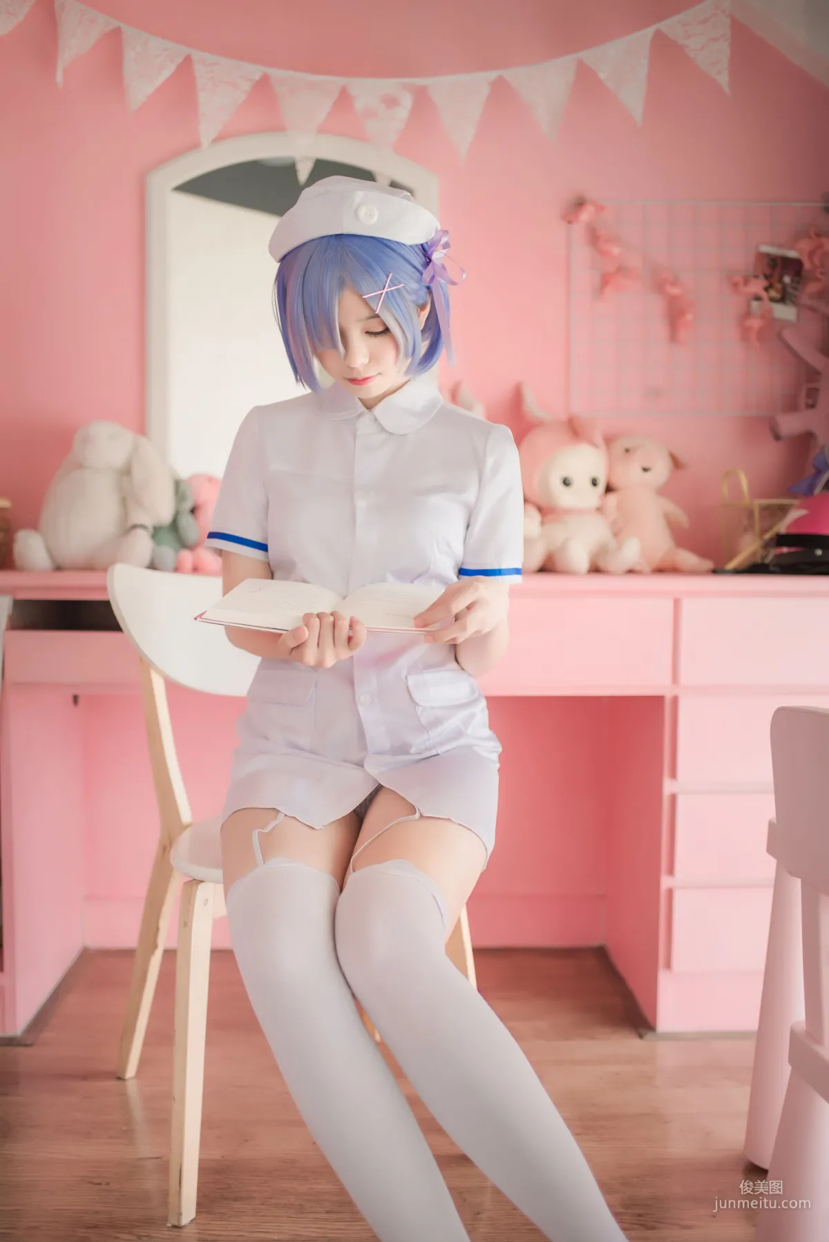 Xiaoye Meizi w 'White Gauze Skirt + Rem Nurse + Rem Bunny Girl' [Web Idols] Photo Set photo 15