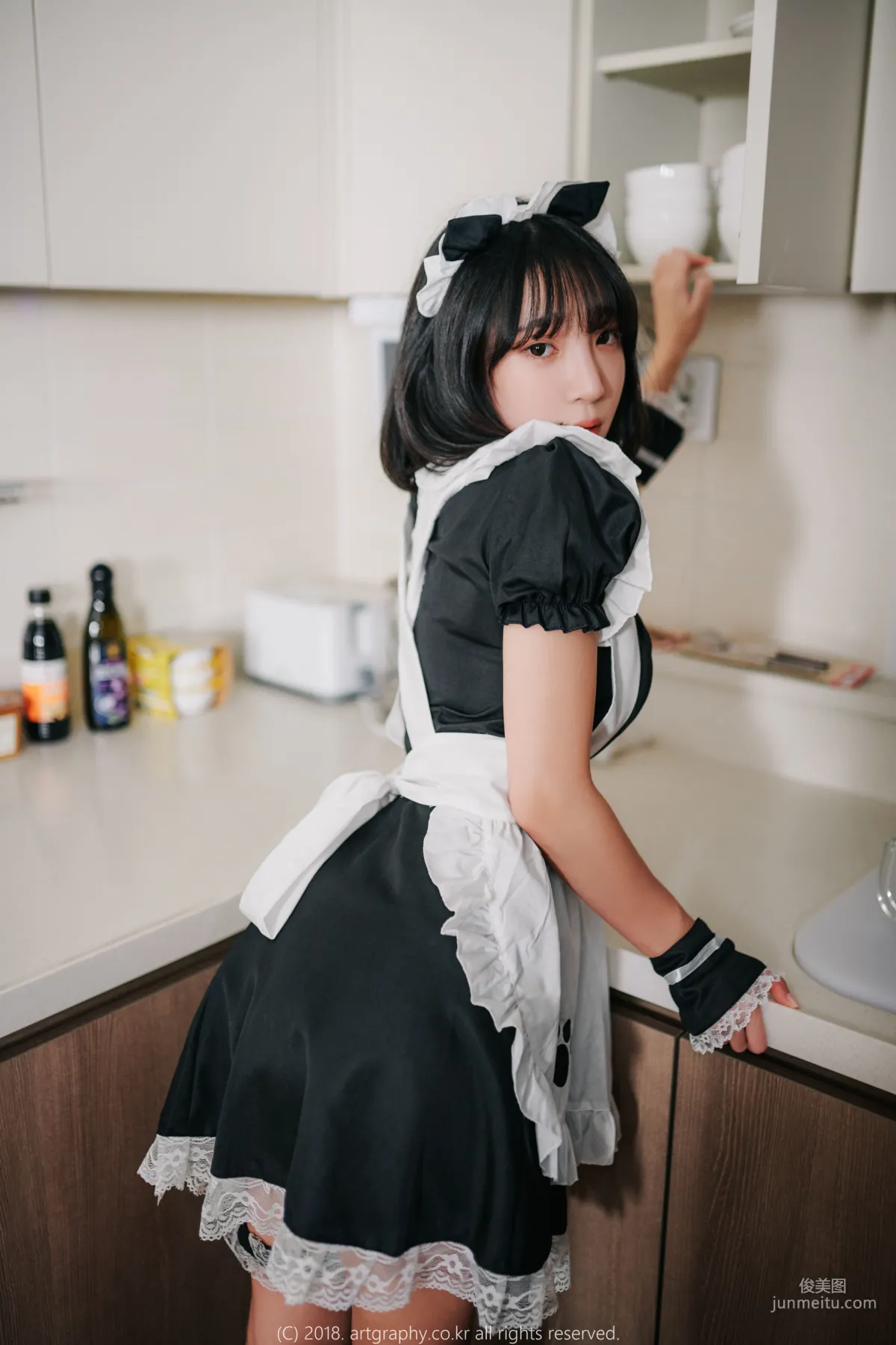 Big Bust Girl Jiang Renqing, Black Stockings Uniform + Maid Seduction [ARTGRAVIA] Photo Set photo 40