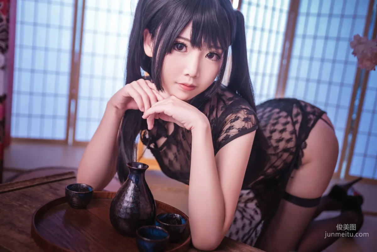 Mianbing Xianer, Black Stockings Sexy Cheongsam [Cosplay] Photo Set photo 6