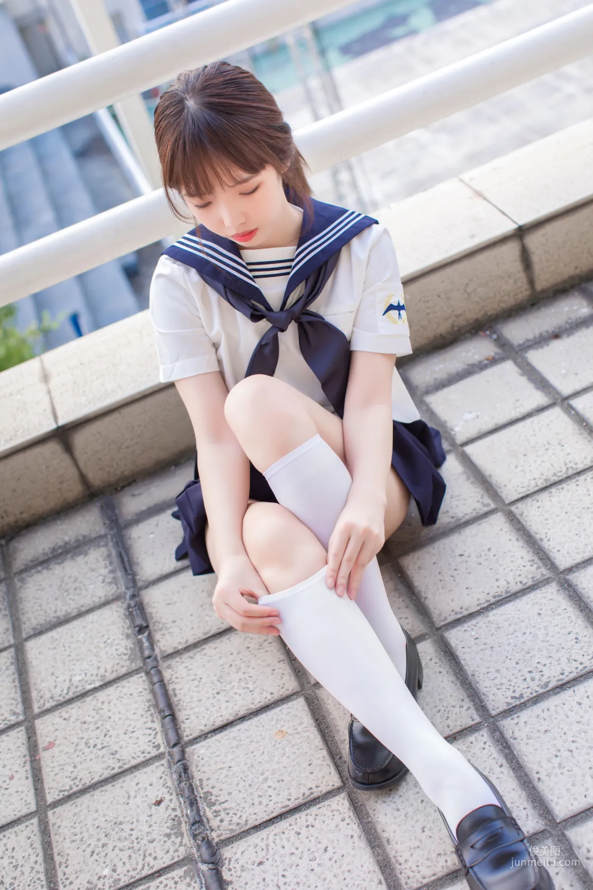 COSER Wenmei Bujiang Daoli, JK + White Stockings + School Swimsuit [COSPLAY] Photo Set photo 10