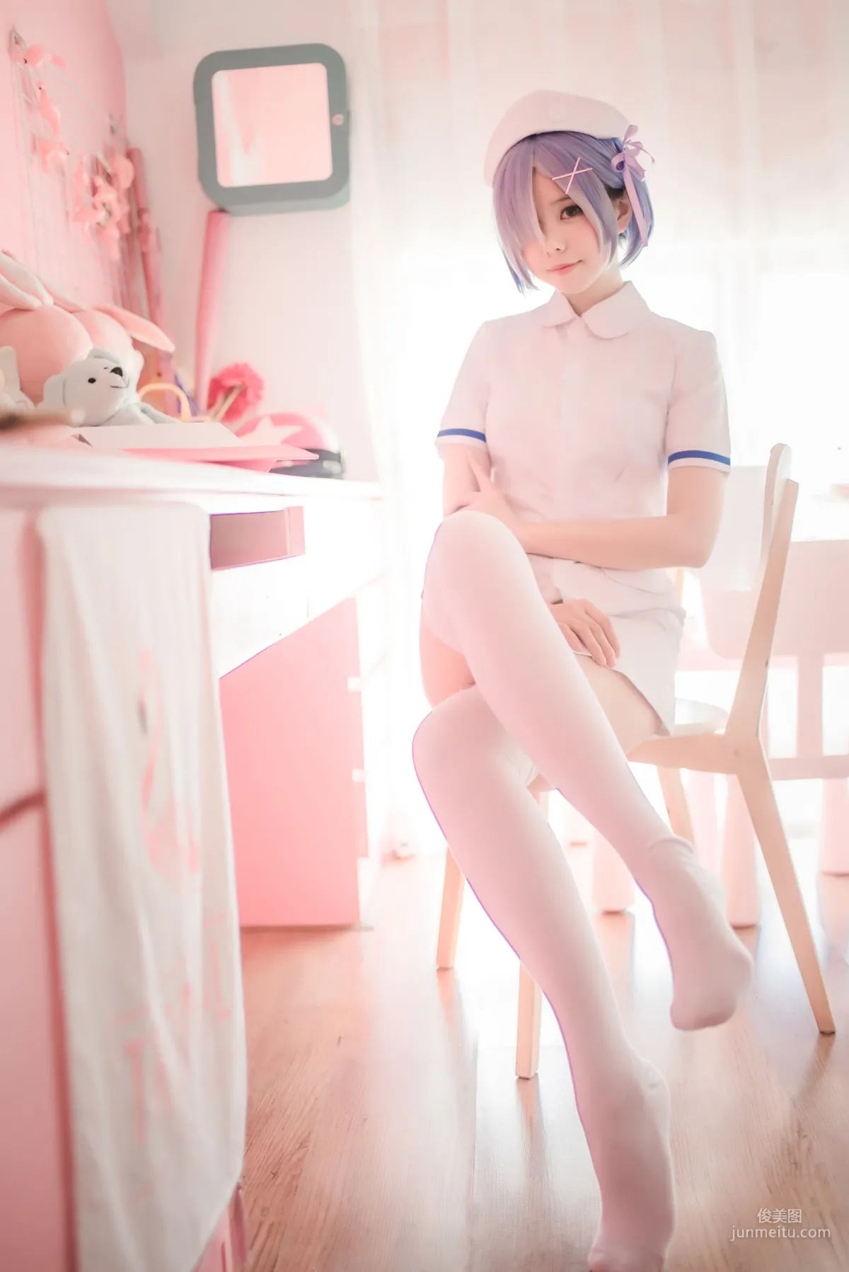 Xiaoye Meizi w 'White Gauze Skirt + Rem Nurse + Rem Bunny Girl' [Web Idols] Photo Set photo 12