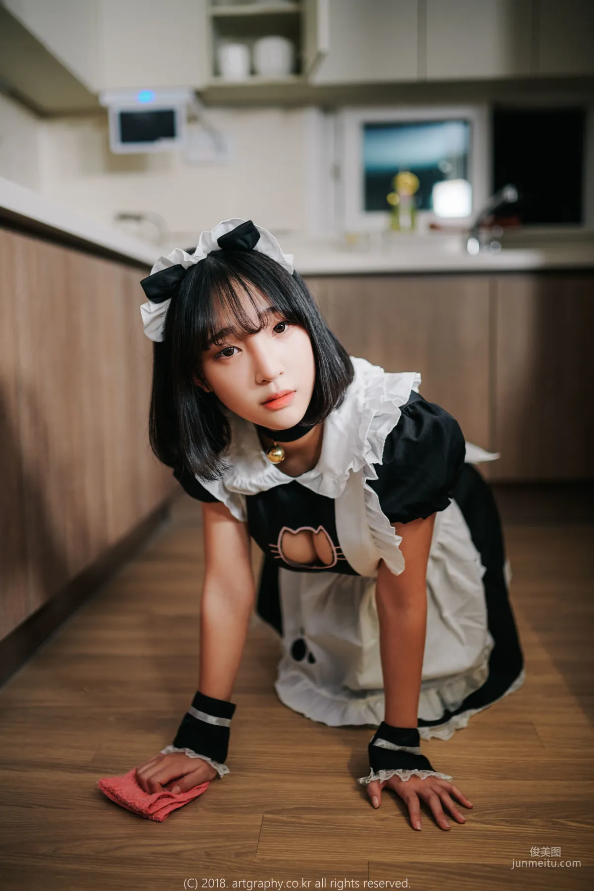Big Bust Girl Jiang Renqing, Black Stockings Uniform + Maid Seduction [ARTGRAVIA] Photo Set photo 43
