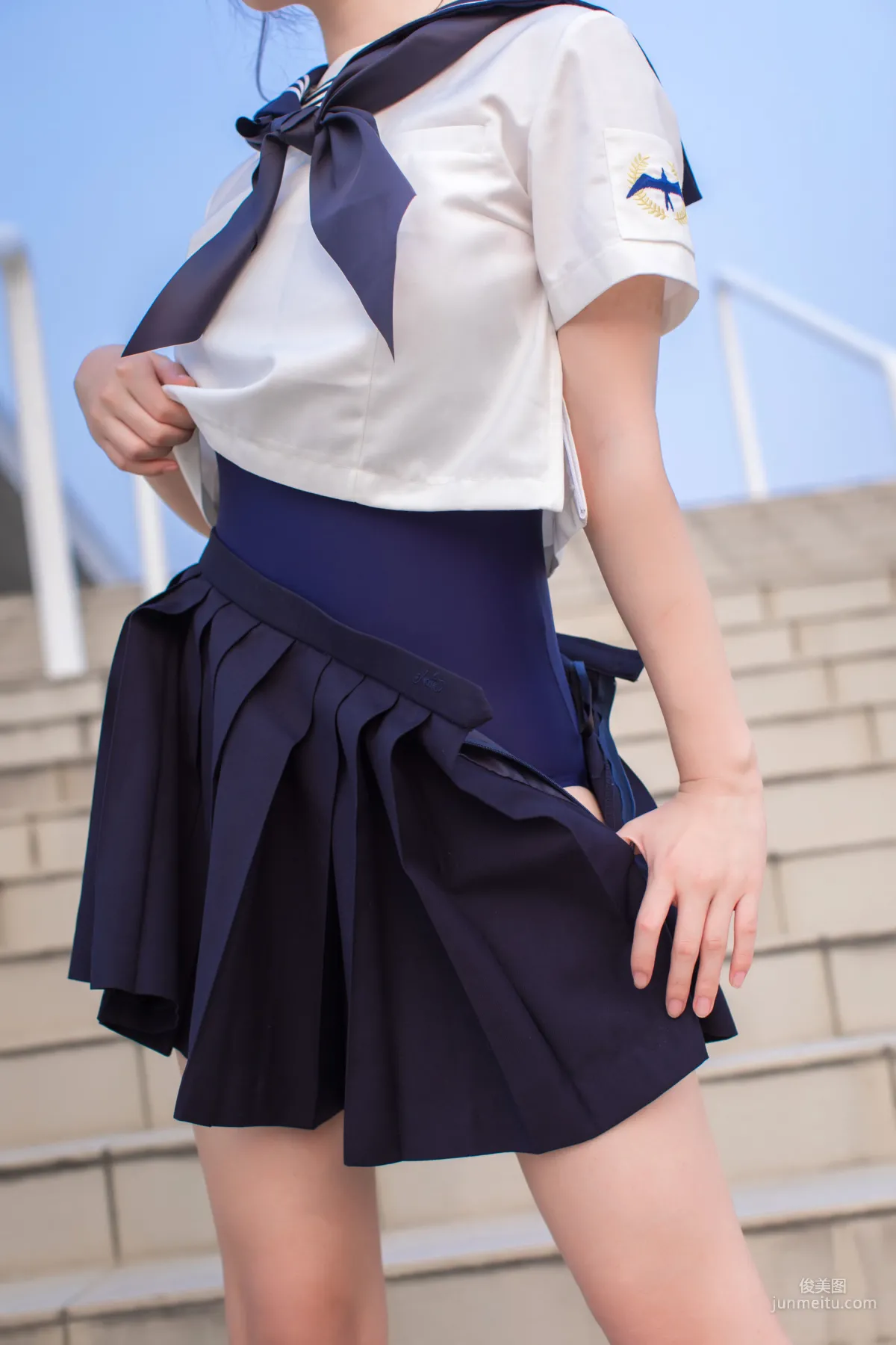COSER Wenmei Bujiang Daoli, JK + White Stockings + School Swimsuit [COSPLAY] Photo Set photo 11