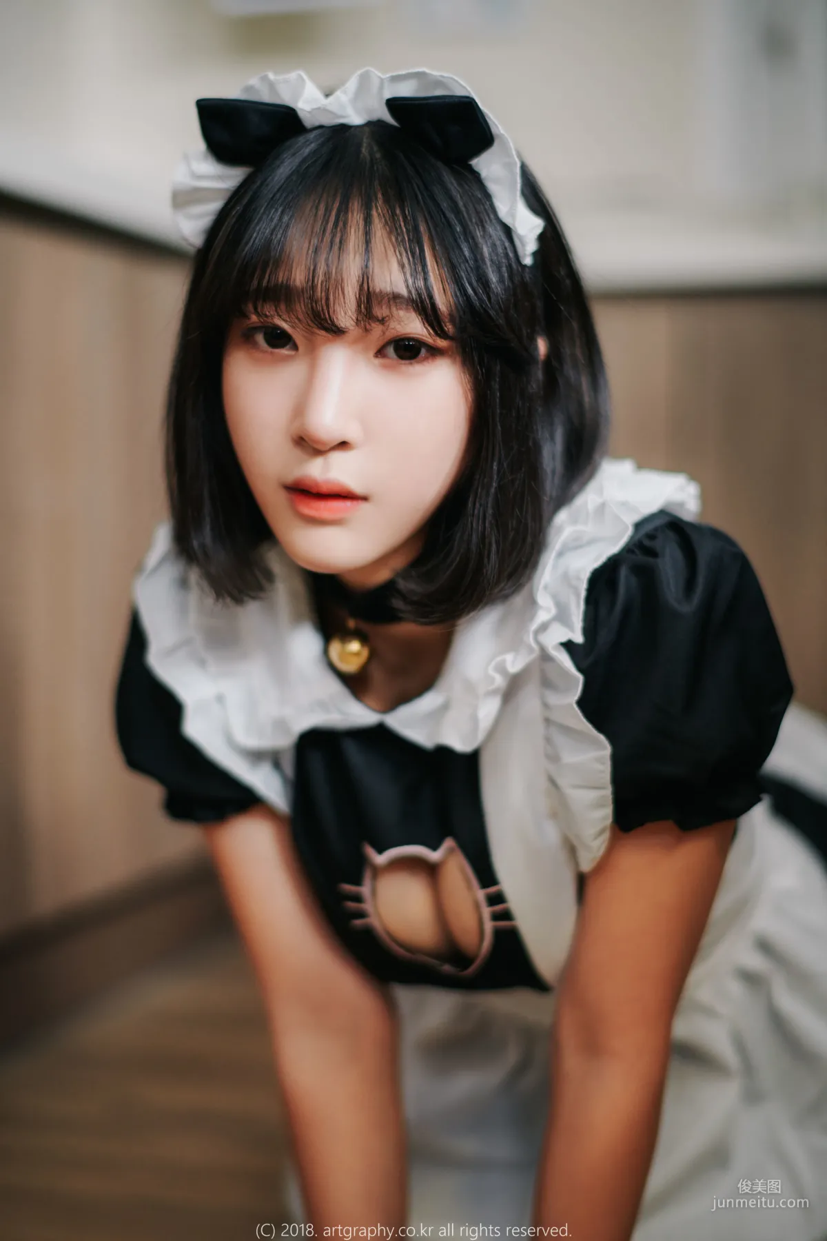 Big Bust Girl Jiang Renqing, Black Stockings Uniform + Maid Seduction [ARTGRAVIA] Photo Set photo 45