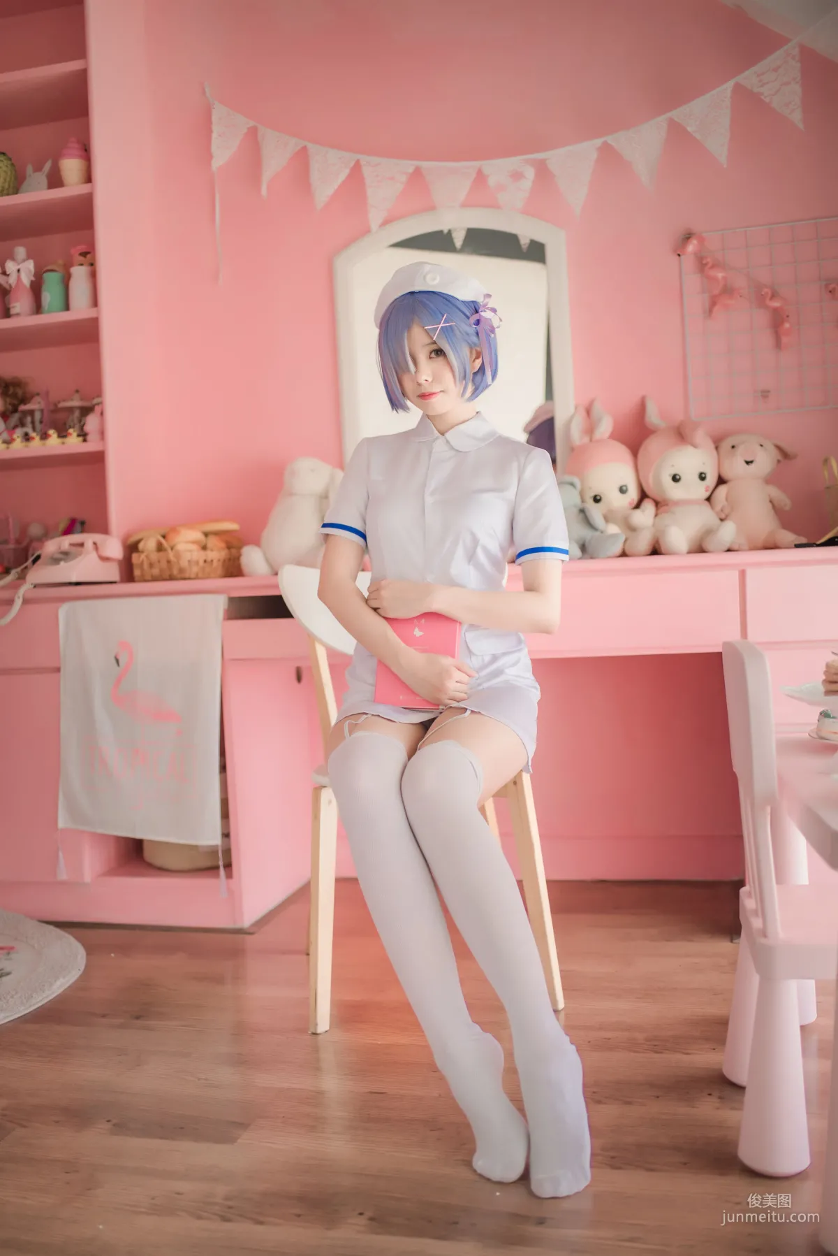 Xiaoye Meizi w 'White Gauze Skirt + Rem Nurse + Rem Bunny Girl' [Web Idols] Photo Set photo 14