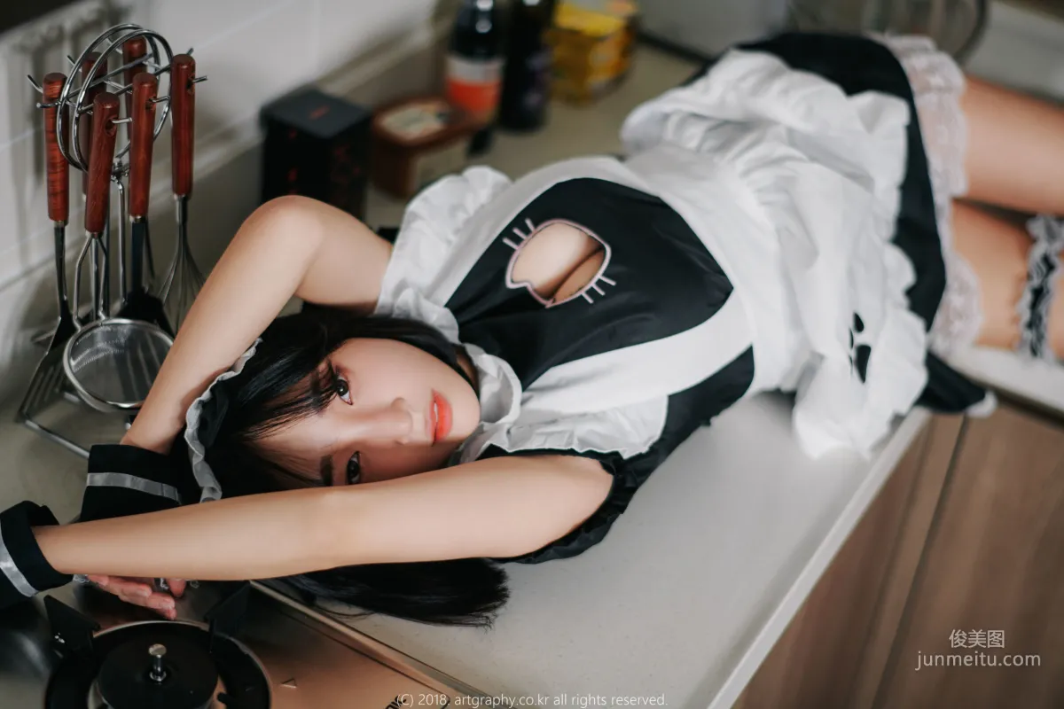 Big Bust Girl Jiang Renqing, Black Stockings Uniform + Maid Seduction [ARTGRAVIA] Photo Set photo 51
