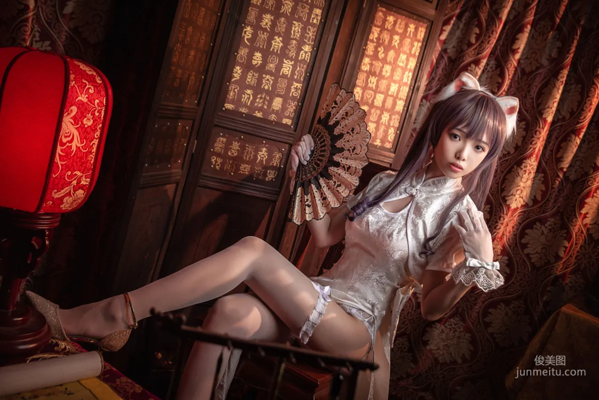Wenmei: Qipao and White Stockings with Suspender Belt [COSPLAY] Photo Set photo 10