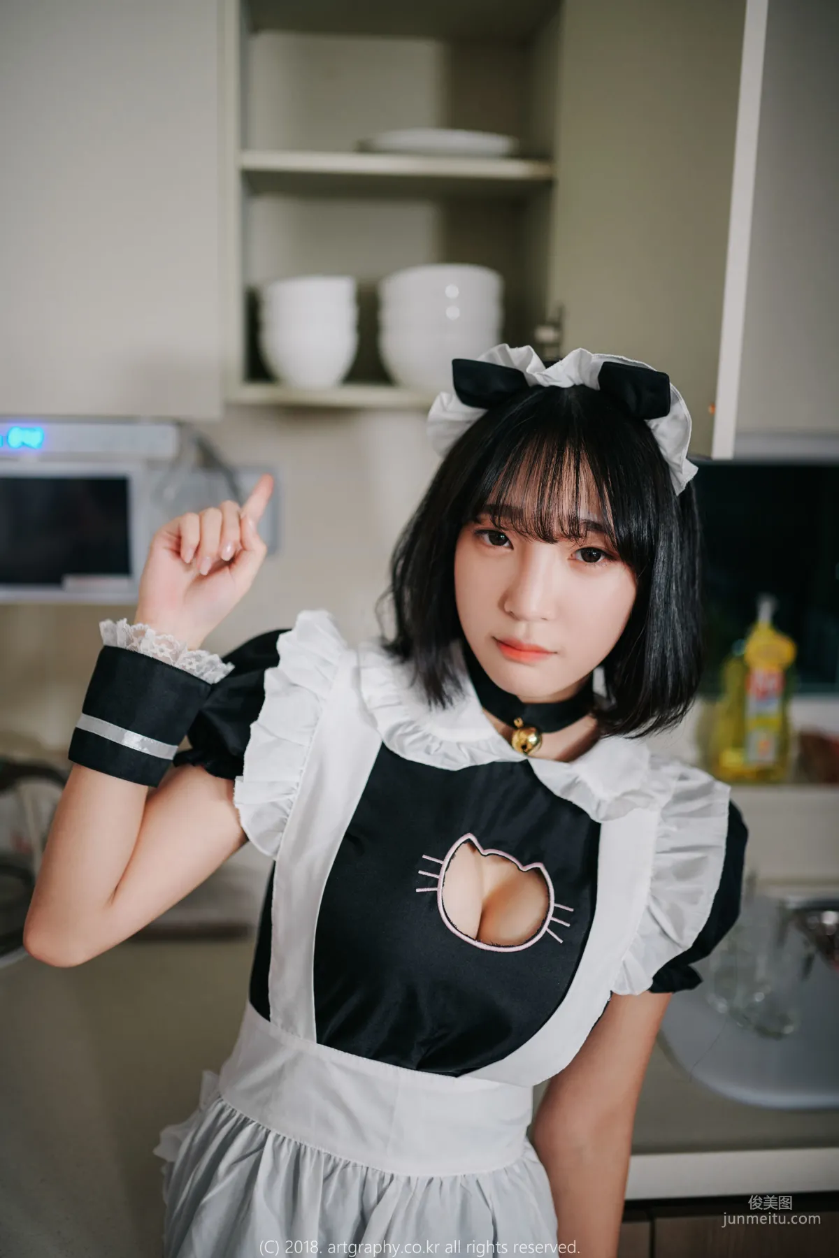 Big Bust Girl Jiang Renqing, Black Stockings Uniform + Maid Seduction [ARTGRAVIA] Photo Set photo 42