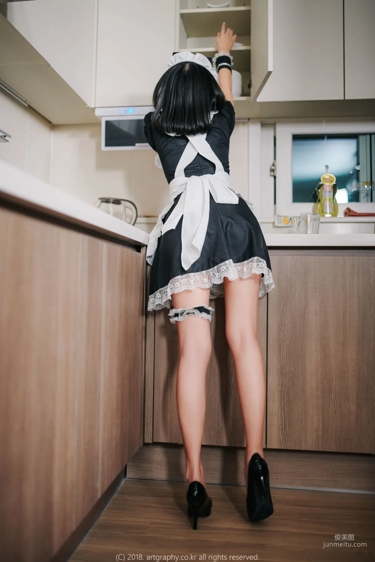 Big Bust Girl Jiang Renqing, Black Stockings Uniform + Maid Seduction [ARTGRAVIA] Photo Set photo 37