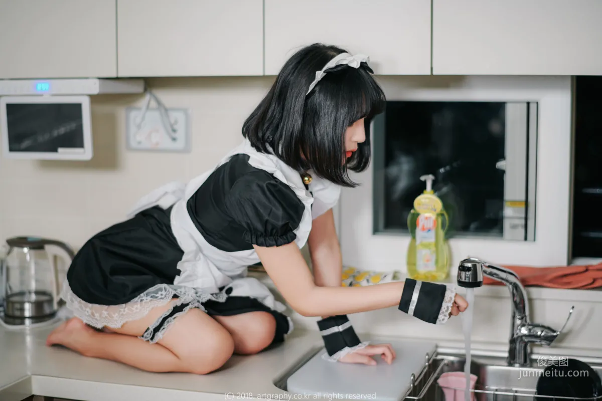 Big Bust Girl Jiang Renqing, Black Stockings Uniform + Maid Seduction [ARTGRAVIA] Photo Set photo 52