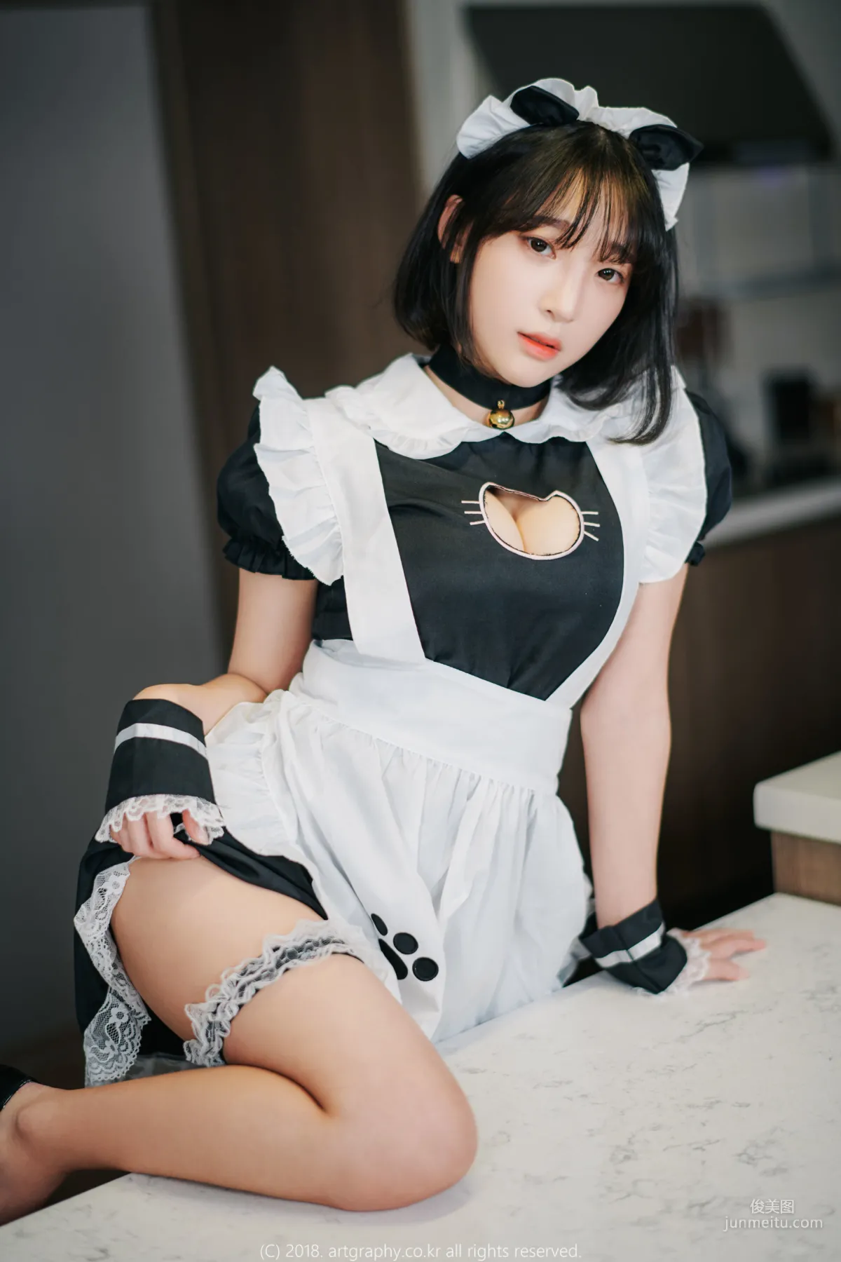 Big Bust Girl Jiang Renqing, Black Stockings Uniform + Maid Seduction [ARTGRAVIA] Photo Set photo 55