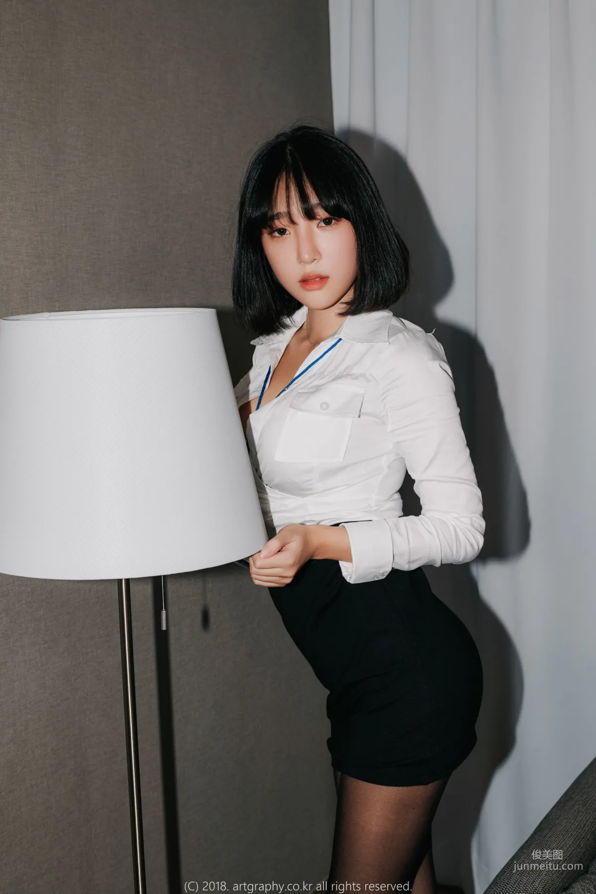 Big Bust Girl Jiang Renqing, Black Stockings Uniform + Maid Seduction [ARTGRAVIA] Photo Set photo 22