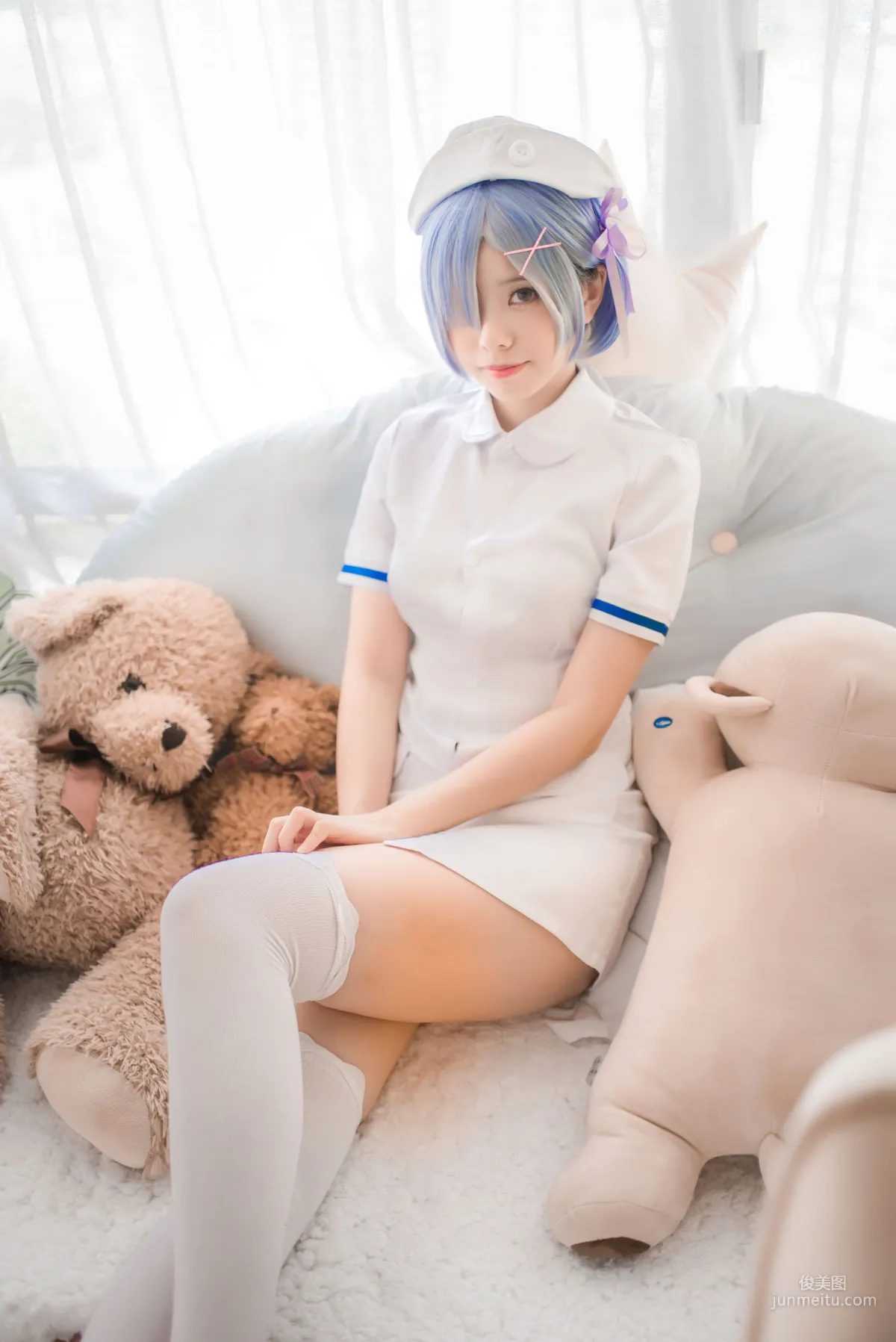 Xiaoye Meizi w 'White Gauze Skirt + Rem Nurse + Rem Bunny Girl' [Web Idols] Photo Set photo 17