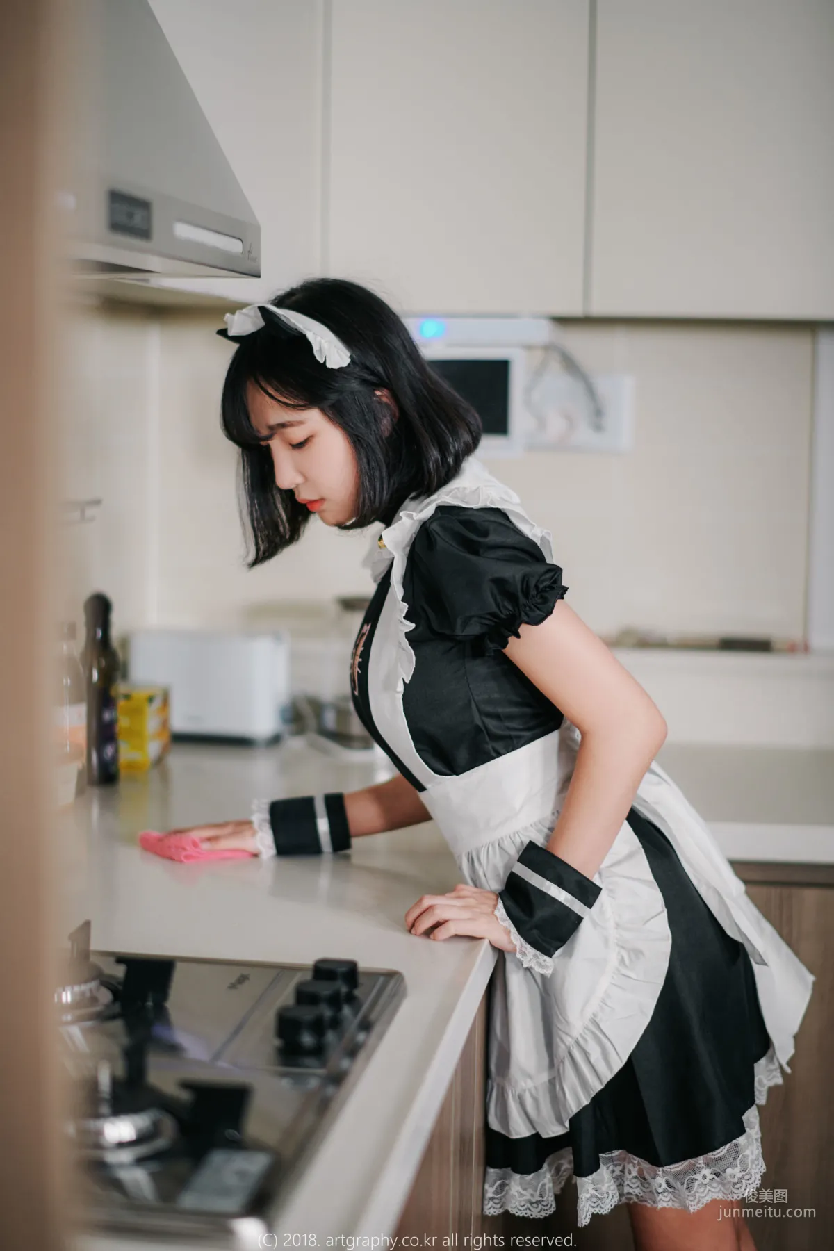 Big Bust Girl Jiang Renqing, Black Stockings Uniform + Maid Seduction [ARTGRAVIA] Photo Set photo 34