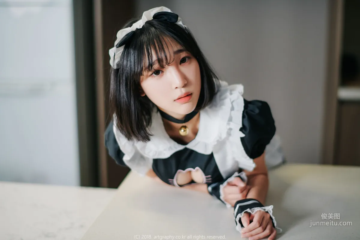 Big Bust Girl Jiang Renqing, Black Stockings Uniform + Maid Seduction [ARTGRAVIA] Photo Set photo 54